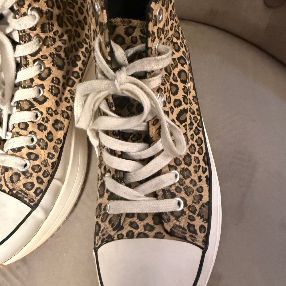 Madden Girl Leopard-Print Canvas Sneakers in Cream and Brown